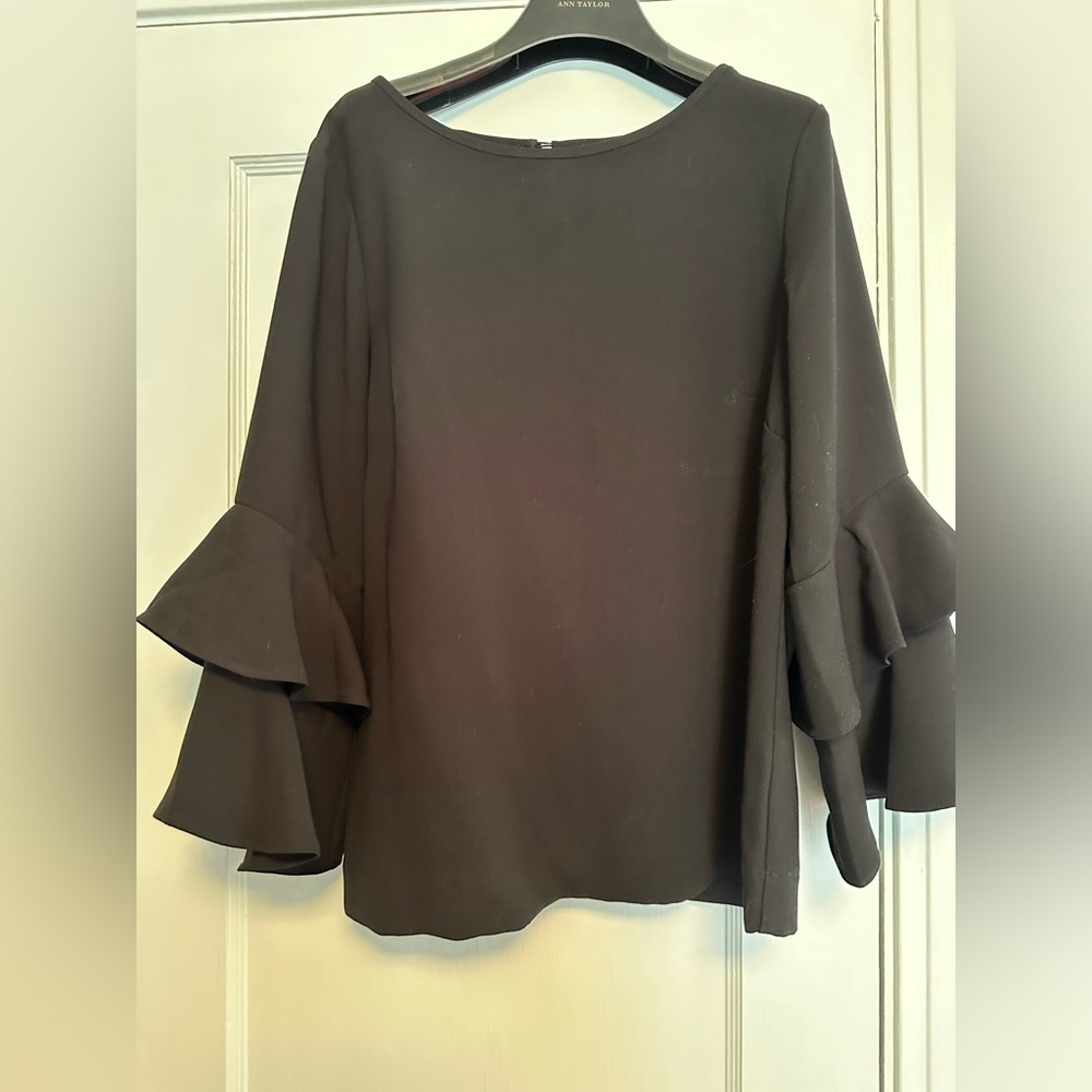 JCrew Tiered bell-sleeve top in drapey crepe